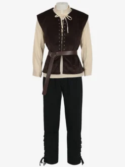 Costumes rétro sans manches en polyester rétro bleu vintage pour homme
