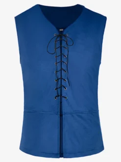 Costumes rétro sans manches en polyester rétro bleu vintage pour homme