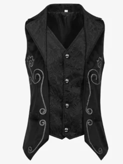 Costumes rétro sans manches en polyester vintage noir pour homme