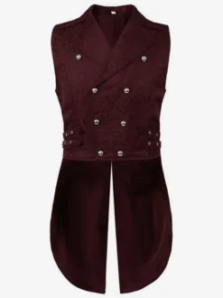 Costumes rétro sans manches en polyester rétro haut vintage noir pour homme Bourgogne