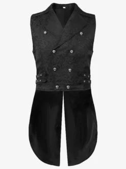 Costumes rétro sans manches en polyester rétro haut vintage noir pour homme Bourgogne