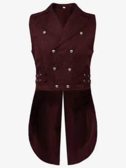 Costumes rétro sans manches en polyester rétro haut vintage noir pour homme Bourgogne