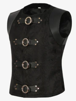 Costumes rétro sans manches en polyester vintage noir pour homme