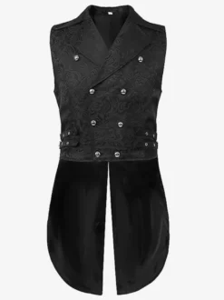 Costumes rétro sans manches en polyester rétro haut vintage noir pour homme Bourgogne