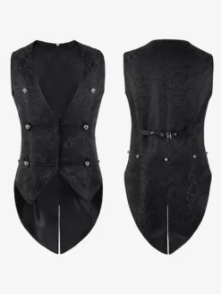 Costumes rétro sans manches en polyester vintage noir pour homme