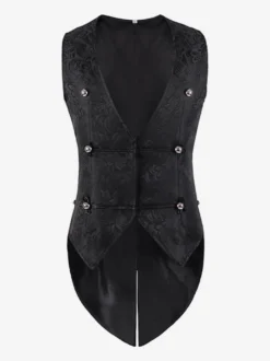Costumes rétro sans manches en polyester vintage noir pour homme