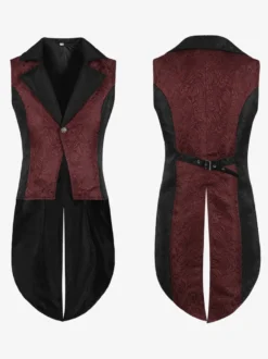 Costumes rétro sans manches en polyester vintage bordeaux pour homme Bourgogne