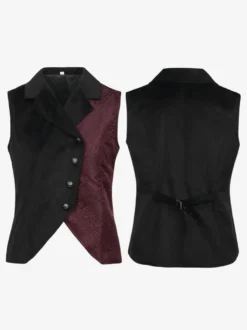 Costumes rétro sans manches en polyester vintage bordeaux pour homme