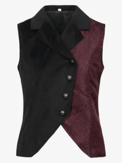 Costumes rétro sans manches en polyester vintage bordeaux pour homme