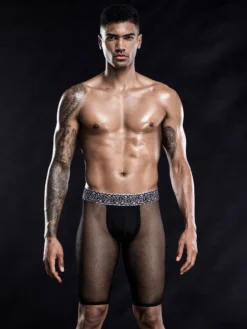 Costumes sexy pour hommes Pantalons de jeu de rôle en maille extensible noire