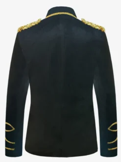 Costumes Vintage Bleu Foncé Haut Boutons Polyester Manches Longues Costumes Rétro Pour Homme