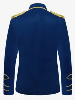 Costumes Vintage Bleu Foncé Haut Boutons Polyester Manches Longues Costumes Rétro Pour Homme