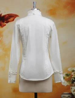 Coton Blouse manches longues Stand collier volants Bow Déguisements Halloween