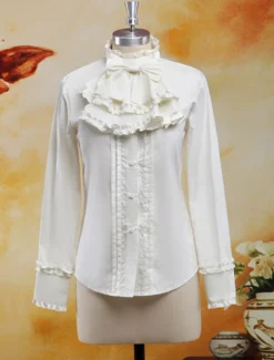 Coton Blouse manches longues Stand collier volants Bow Déguisements Halloween