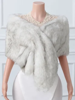 Couverture de mariage en fausse fourrure hauts blancs écru couverture de mariée