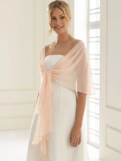 Couverture de mariée en mousseline de soie ivoire