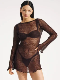 Couvre Maillot Femmes Blanc Dos Nu Polyester Été Plage Manches Longues