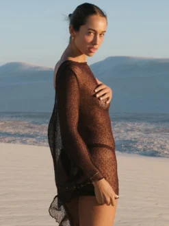 Couvre Maillot Femmes Blanc Dos Nu Polyester Été Plage Manches Longues