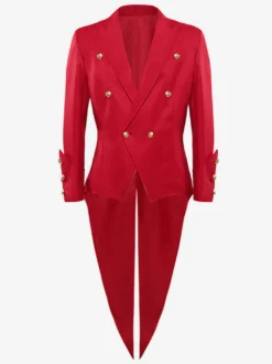 Cravate en polyester à manches longues et boutons vintage rouges vintage pour costumes rétro pour homme Bourgogne