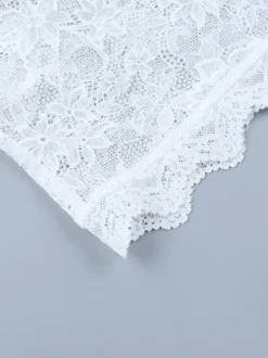 Crop top sexy en dentelle transparente pour femme - Décolleté en V profond manches longues coupe ajustée - Style coquette tenue de soirée en boîte de nuit 2026