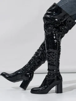 Cuissardes blanches à talons épais