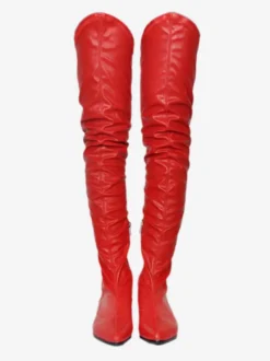 Cuissardes Bottes d'hiver pour femme à bout pointu et talon de chiot de couleur unie