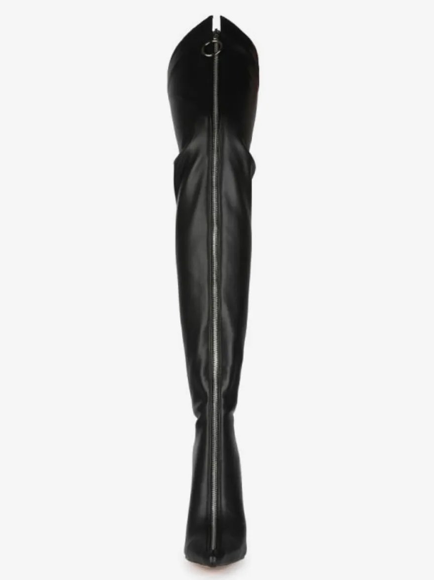 Cuissardes Bottes noires bout pointu zip talon haut Cuissardes pour les femmes