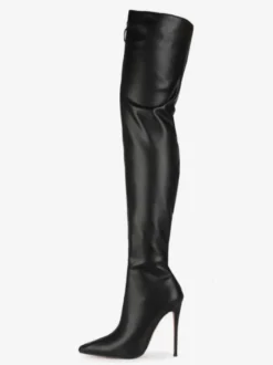 Cuissardes Bottes noires bout pointu zip talon haut Cuissardes pour les femmes