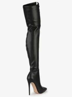 Cuissardes Bottes noires bout pointu zip talon haut Cuissardes pour les femmes