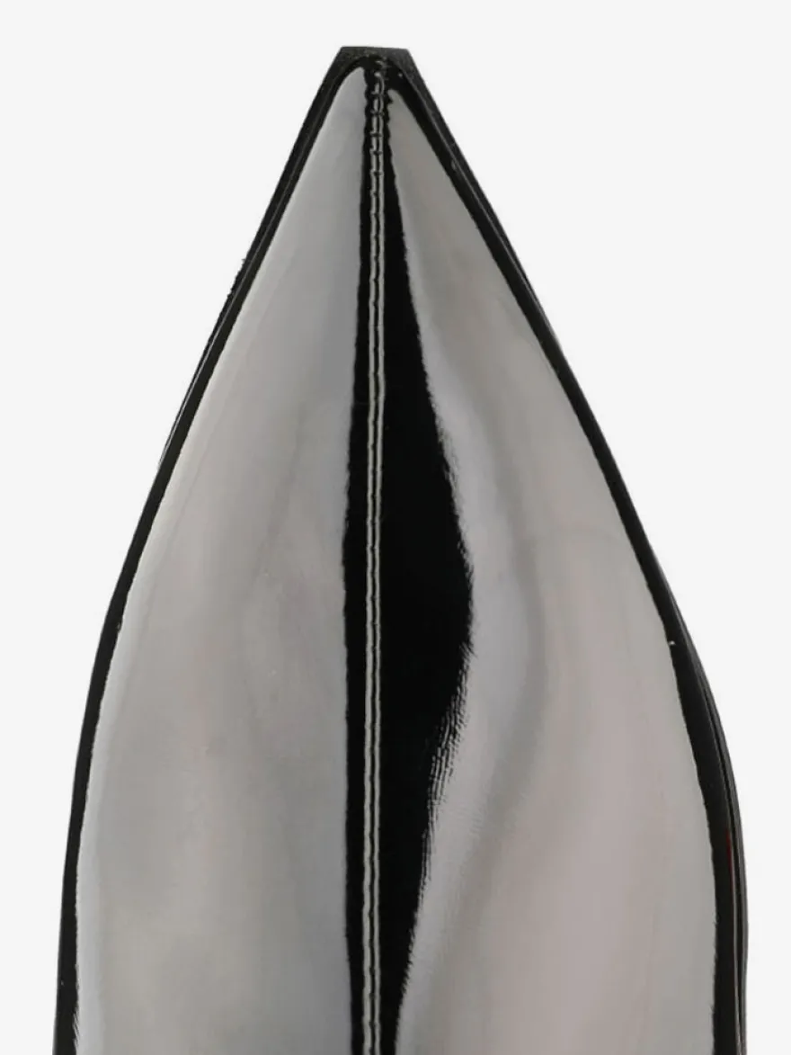 Cuissardes Cuissardes Femmes Cuir Brillant Noir Bout Pointu Cuissardes Plates