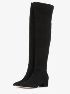 Cuissardes Femmes Bottes À Talons Épais Dessus En Micro-Daim