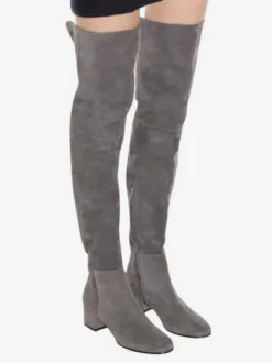 Cuissardes Femmes Bottes À Talons Épais Dessus En Micro-Daim