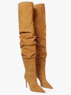 Cuissardes Femmes Bout Pointu Talon Aiguille Suède Cuir