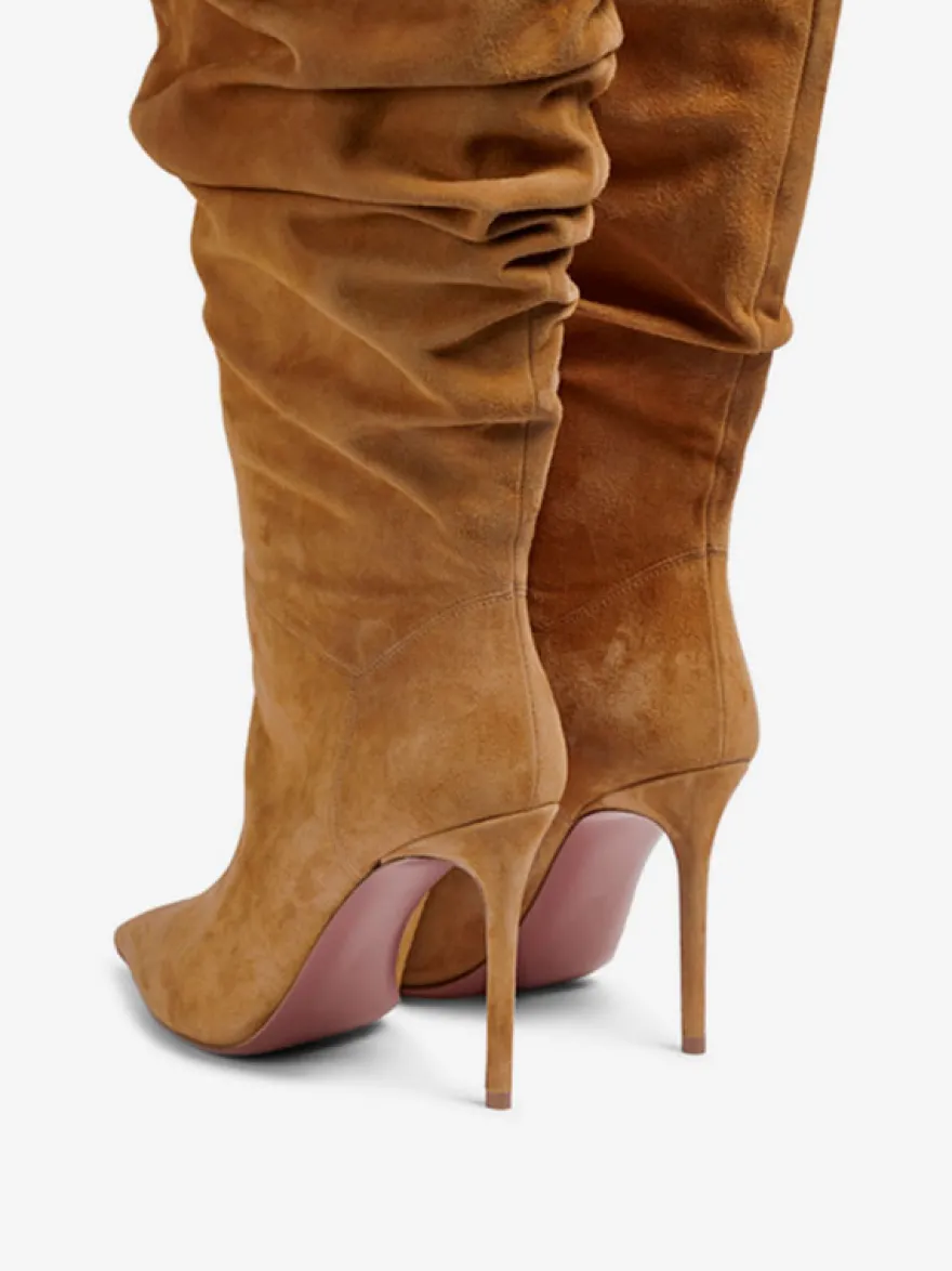 Cuissardes Femmes Bout Pointu Talon Aiguille Suède Cuir