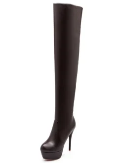 Cuissardes femme talon haut plateforme en PU