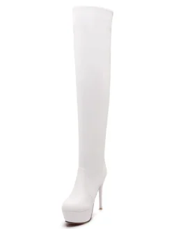 Cuissardes femme talon haut plateforme en PU