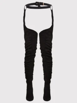 Cuissardes noires Bout rond Boucle Micro Daim Cuissardes