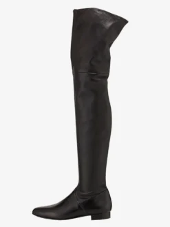Cuissardes noires pour femmes chaussures plates à bout pointu