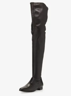 Cuissardes noires pour femmes chaussures plates à bout pointu