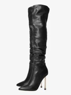 Cuissardes noires à talons hauts et bout pointu cuissardes souples