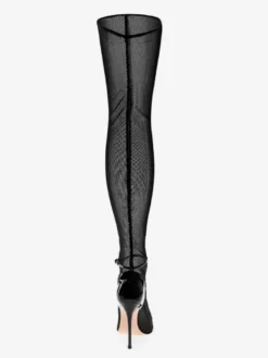 Cuissardes Noires Transparentes En PU Femmes Bout Pointu Bottes Hautes Talon Aiguille