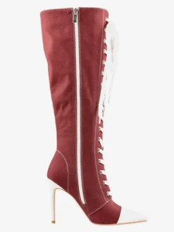 Cuissardes Style Sport De Grande Taille À Lacets À Bout Pointu Bottes À Talons Hauts