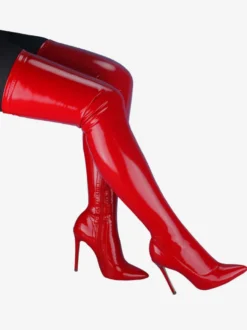 Cuissardes à Talon Aiguille pour Femme en Cuir Verni Brillant