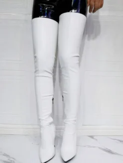 Cuissardes à Talons Hauts Femme avec Bout Pointu Unicolore