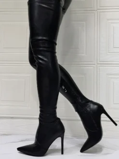 Cuissardes à Talons Hauts Femme avec Bout Pointu Unicolore