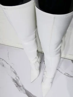 Cuissardes à Talons Hauts Femme avec Bout Pointu Unicolore