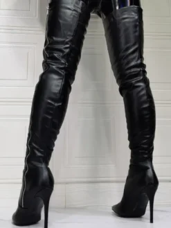 Cuissardes à Talons Hauts Femme avec Bout Pointu Unicolore