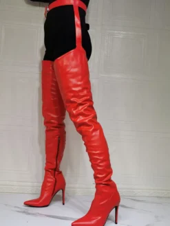 Cuissardes à Talons Hauts Femme avec Bout Pointu Unicolore