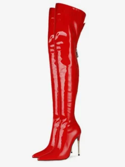 Cuissardes à talons hauts pour femmes en cuir verni Cuir brillant