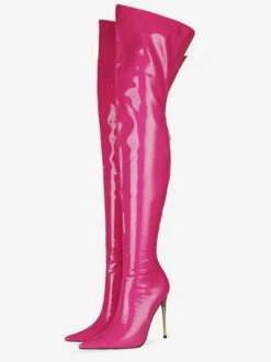 Cuissardes à talons hauts pour femmes en cuir verni Cuir brillant